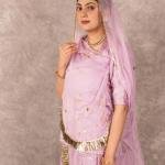 Lilac Aari Sequins Work Rajputi Poshak Set (Unstitched) | Pure Georgette Odhna | Jaipurio Ethnic Wear